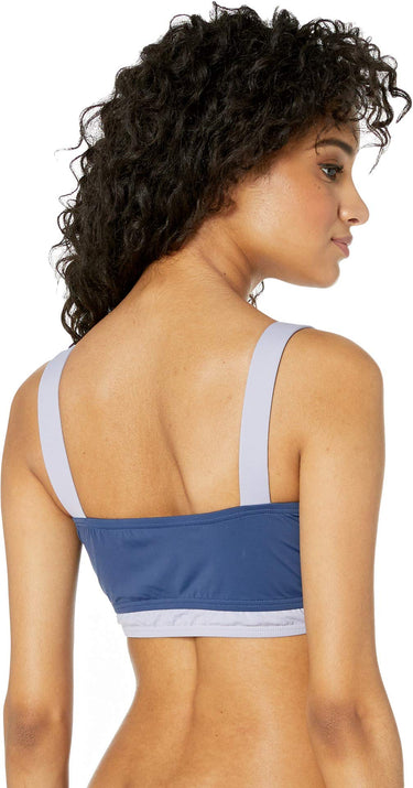 BCBG Womens Block Party Color Block Bralette Top Navy MD BCBG
