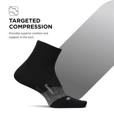 Feetures Elite Light Cushion Quarter Sock, New Black, L, 1 Pair
