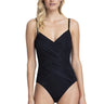 Gottex Women's Draped Panel V-Neck One Piece Swimsuit, Lattice Black, 16 Gottex