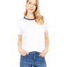 Madewell Whisper Cotton Rib Crew Neck Ringer Tee Coastal Blue 2XS (Women's 000) Madewell