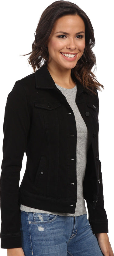 Liverpool Women's Classic Button Front Jacket in Powerflex Knit Denim, Black, L Liverpool