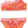 HOBIE GIRL'S One Shoulder Bralette and Sash Hipster Swimsuit Set Coral Hobie