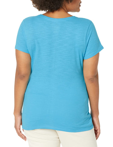 Hanes Women's Shirts, Slub Cotton Shirred V-Neck Tee, Cotton T-Shirts Women, S Hanes