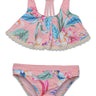 Hobie Girls' Flounce Bralette Bikini Top Spliced Hipster Bottom Swimsuit Set 16 Hobie