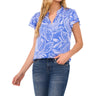 CeCe Womens Tie Front Printed Blouse Tropic Night X-Small CeCe