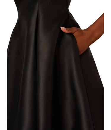 Adrianna Papell Women's Two Toned Mikado Midi Dress, Black/Ivory Size 6