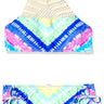 HOBIE Big High Neck Halter Top and Side Tie Bikini Bottom Set Royal Size 14 Hobie