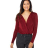 Free People Turnt Bodysuit Women V-Neckline Long Sleeves Bodysuit Very Berry MD Free People