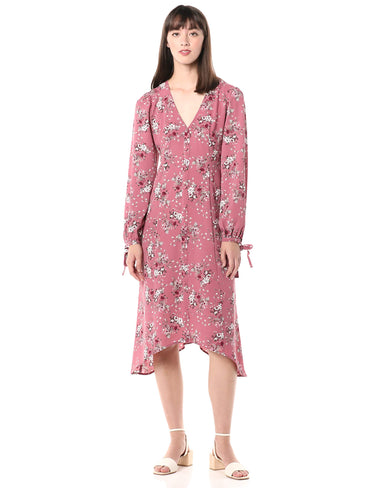 Kensie Women's Charmed Bouquets Midi Dress Dress, Vintage Rose Combo, Small Kensie