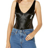 BCBGMAXAZRIA Women's Faux Leather Bodysuit With Mesh Panels, Black, X-Small BCBGMAXAZRIA