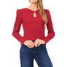 CeCe, Womens, Long Sleeve Pearl Keyhold Knit Top, Mulberry Red, Medium CeCe