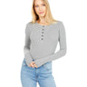 Madewell Long Sleeve Henley Bodysuit Heather Medium Grey 2XS Madewell