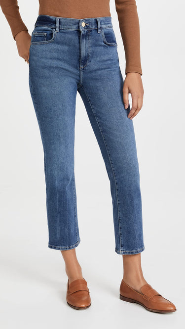 DL1961 Women's Patti Straight High Rise Ankle Jeans, Maritime (Vintage), Blue 32