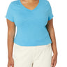 Hanes Women's Shirts, Slub Cotton Shirred V-Neck Tee, Cotton T-Shirts Women, S Hanes