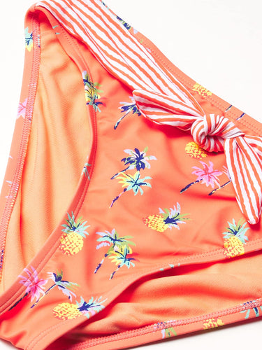 HOBIE GIRL'S One Shoulder Bralette and Sash Hipster Swimsuit Set Coral Hobie