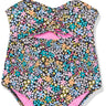 Hobie Girls' Cutout One Piece Swimsuit, Black//Dainty Ditsy, 8 Hobie