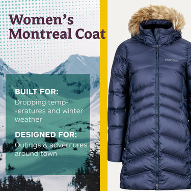 MARMOT Women's Montreal Mid-Thigh Length Down Puffer Jacket, Midnight Navy, S MARMOT