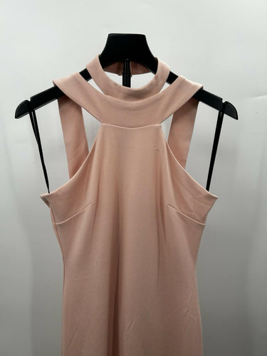 Bebe Woman’s blush pink halter maxi dress Cutout Straight Silhouette Size 6