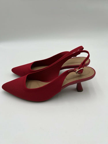 KELLY & KATIE ZARIA Women's Red Knit Slingback Pumps - Size 8.5M