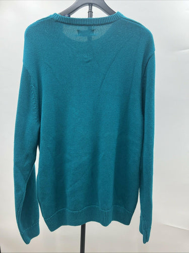 NWT CHAPS Crew Neck Sweater Bluish Green, 100% Cotton- Size L