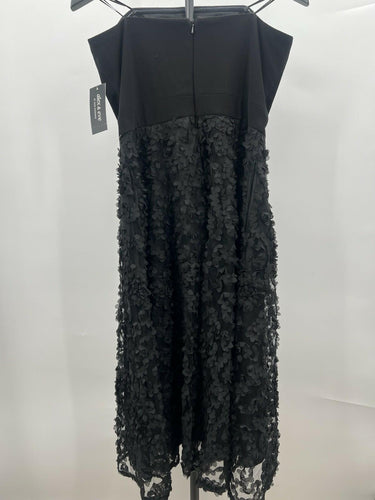 Alex & Eve Strapless 3D Floral Applique Evening Gown Black Formal Maxi SIZE 10 Flowers