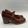Women’s Born Oksana Brown Leather Buckle Strap Block Heels Size 8.5M Born