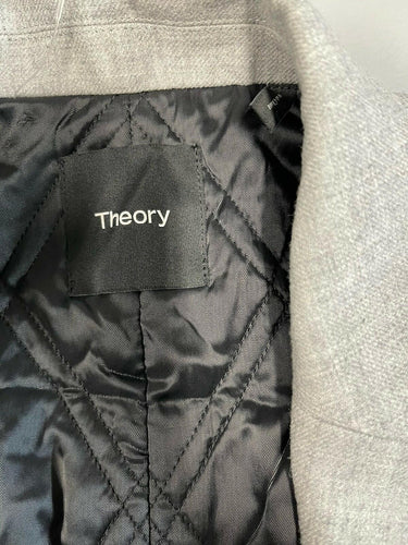 NWOT Women’s THEORY Wool Oversized Flannel Blazer Color Gray Size S Theory
