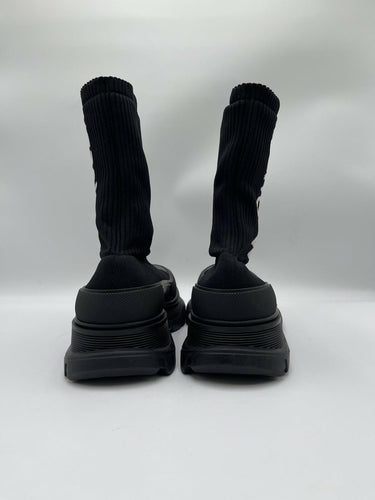 Alexander McQueen Men's Graffiti Ribbed Knit Tread Slick Boots Size 42 Alexander McQueen