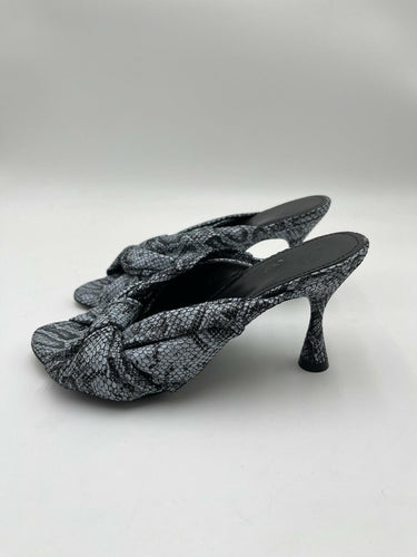Balenciaga Drapy knot-front slide heels in blue snakeskin leather Print Size 36