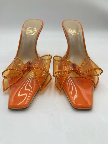 Nalebe Dimante Mule in orange PVC with a crystal-embellished bow Size 39.5 Nalebe