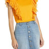 Women's Rachel Parcell Eyelet Ruffle woman Tee, Size M - Orange Rachel Parcell