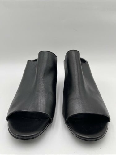 3.1 Phillip Lim “CUBE” Black Leather Open Toe Block Heel Slip On Sandals, 36