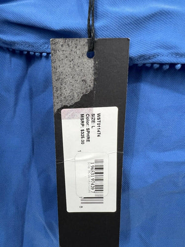 Halston Heritage Top Blue Cold Shoulder Tie Sleeve Pom Pom Cami L Halston Heritage