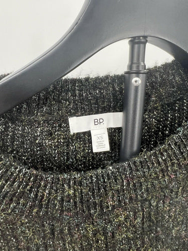BP. Black Marled Knit Cropped Sweater Womens Confetti Ribbed XS BP