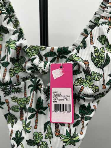 Seafolly Girls one-piece swimsuit Ribbed Palm Tree Print Size 10