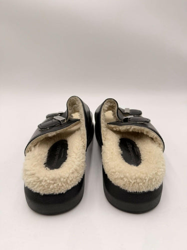 Women’s Alexander McQueen Black Leather Shearling Lined Sandals Size 39.5D Alexander