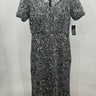 Alex Evenings Sequin Lace Evening Gown Short Sleeve Gunmetal Silver Maxi SIZE 6 Alex Evenings