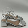 Women's Gianvito Rossi Lena silver leather block heel sandals Size 37 GIANVITO ROSSI