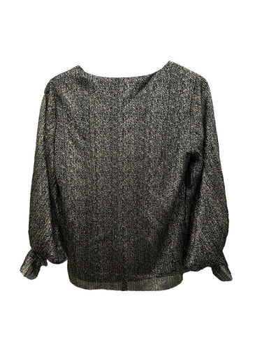 Vince Camuto women's metallic long-sleeve smocked-cuff Woman’s blouse Size S Vince Camuto