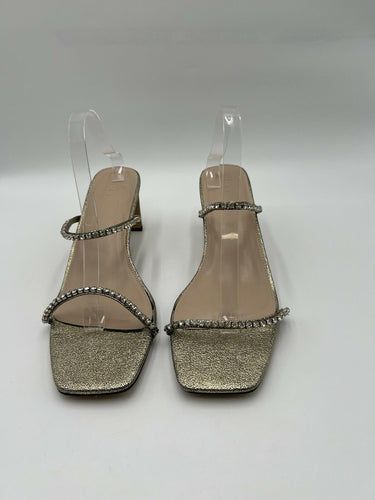 FABYL Gold Glitter Rhinestone Block Heel Mule Sandals Size 14