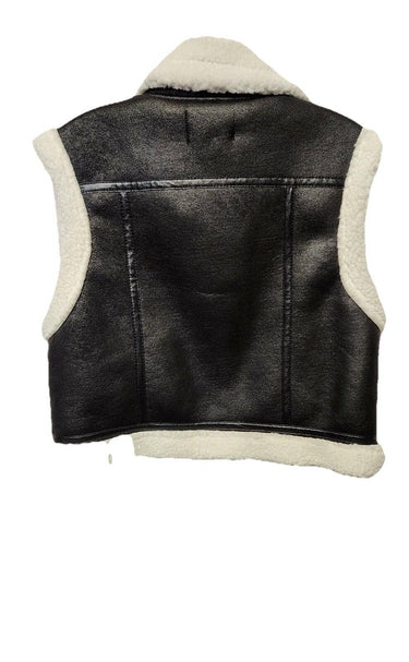 NWT Women’s Mark Edwards Studio Faux Fur Full Zip Black Vest Size XS Mark Edwards Studio