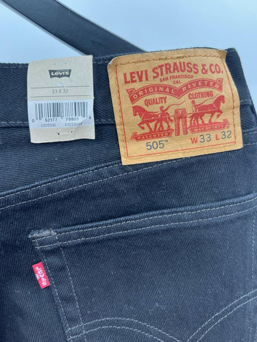 Levi's 505 Regular Straight Leg Jeans Black Mens Straight Denim NWT - Size 33x32