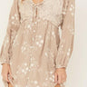 NWOT WILD MOSS WOMEN'S FLORAL EMBROIDERED LONG SLEEVE MINI DRESS Size M Wild Moss