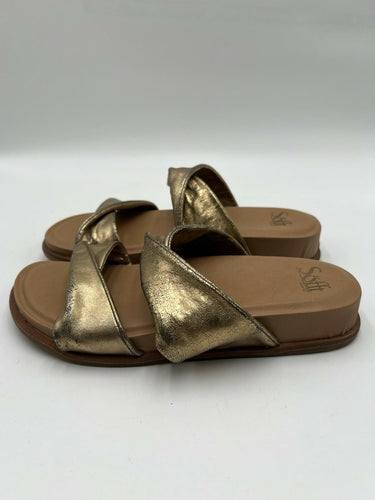 Sofft Gold Metallic Twist Slide Sandals Size 9