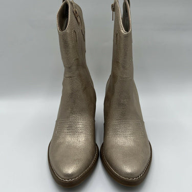 NWOB Mix No. 6 BRYCEN Gold Faux Leather Side Zip Western Booties Women Size 6M Mix No. 6