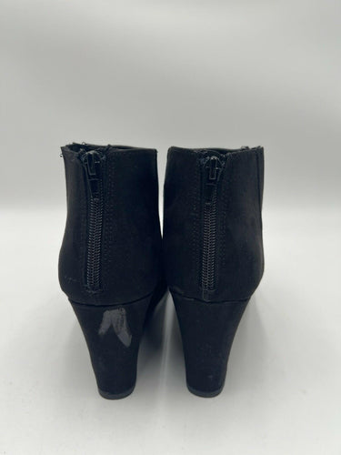 Sugar Juliette Black Micro Wedge Ankle Booties Back Zip Womens 7.5 Sugar