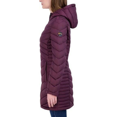 HFX Women’s Mid-Weight Puffer Jacket Coat, Faux Fur Hood, Bordeaux, Size XL