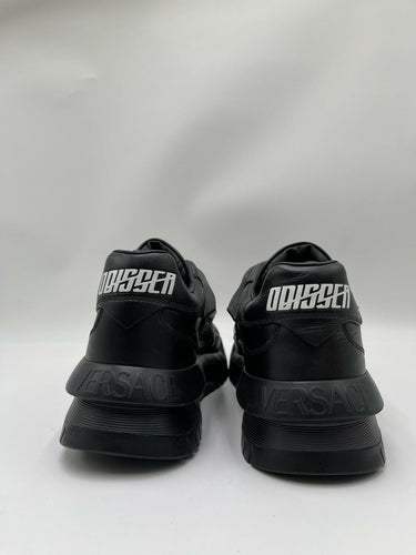 Men’s Versace Odissea low-top sneakers in black leather Size 42 Versace