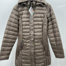 32 Degrees Heat Jacket Womens Taupe Hooded Packable Long Ultra Light Down XS 32 Degrees