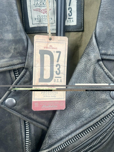 D73 U.S.A Original Leather Moto Jacket Coluche Cow Anthracite Size XL